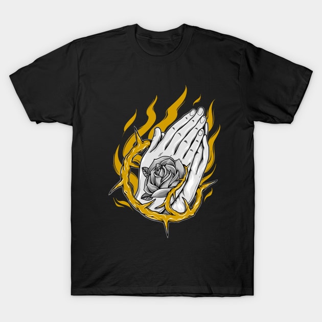 praying hands T-Shirt by erickgalcontattoo